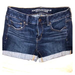 Dark blue jean short shorts